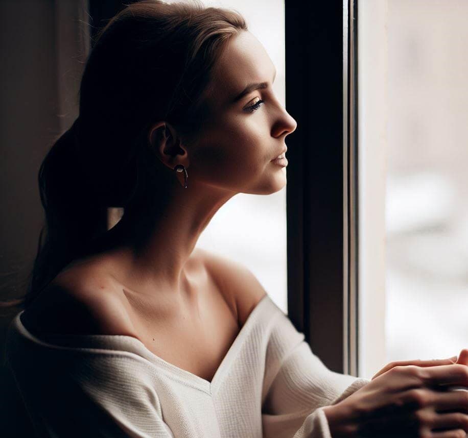 a woman thinking in English