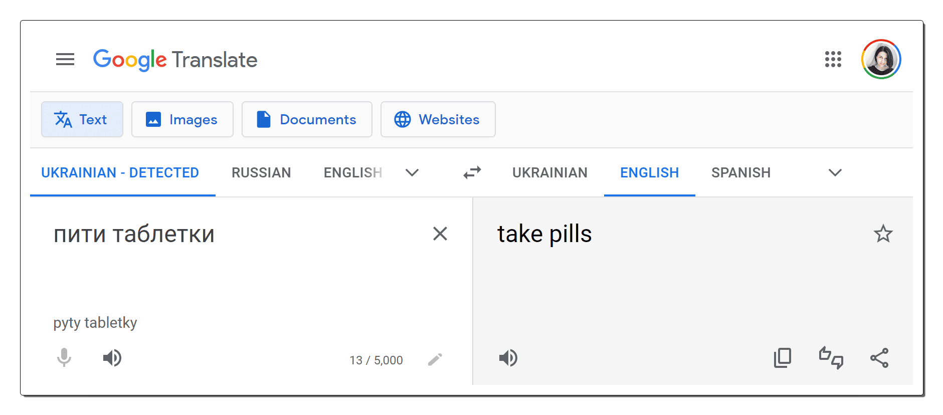 google translate context