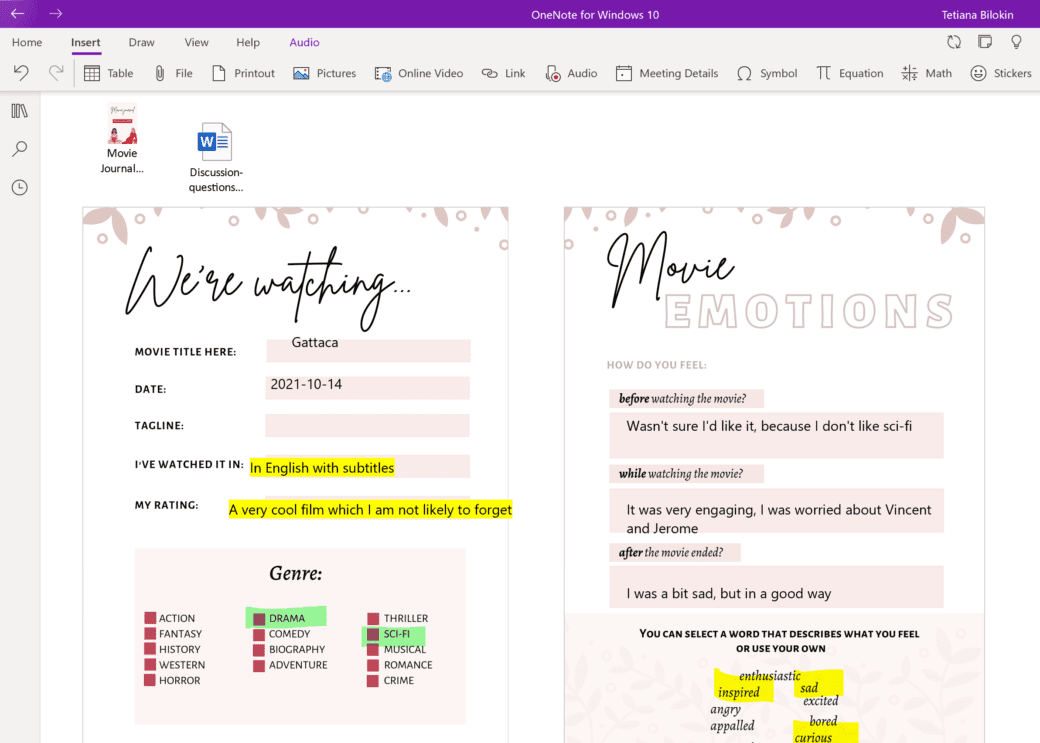 Insert files and annotate them in Onenote