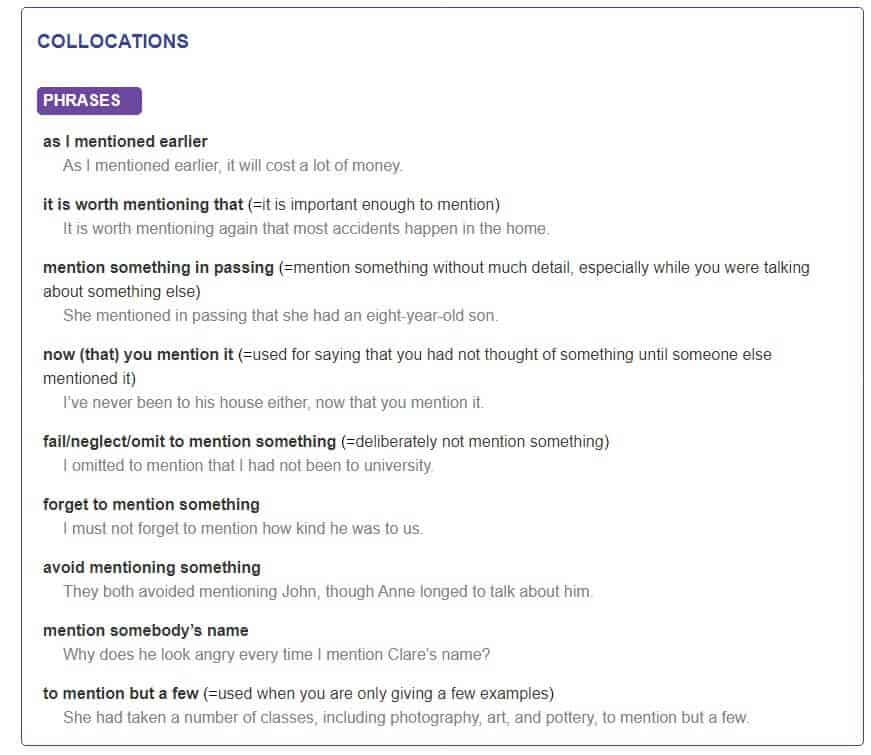 Longman - collocations view