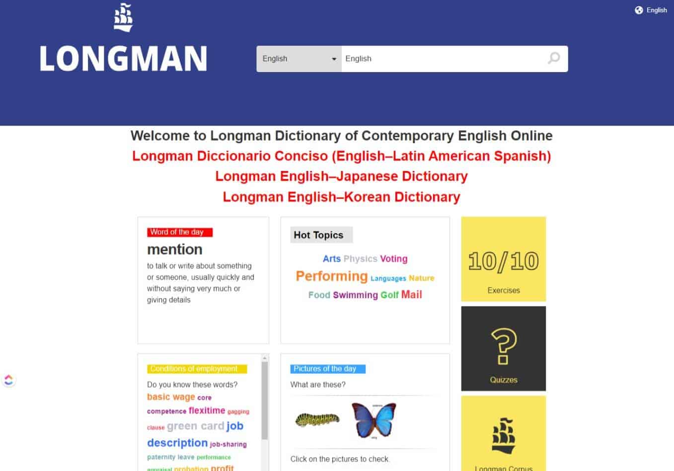 організувати вивчення англійської мови з Longman dictionary online